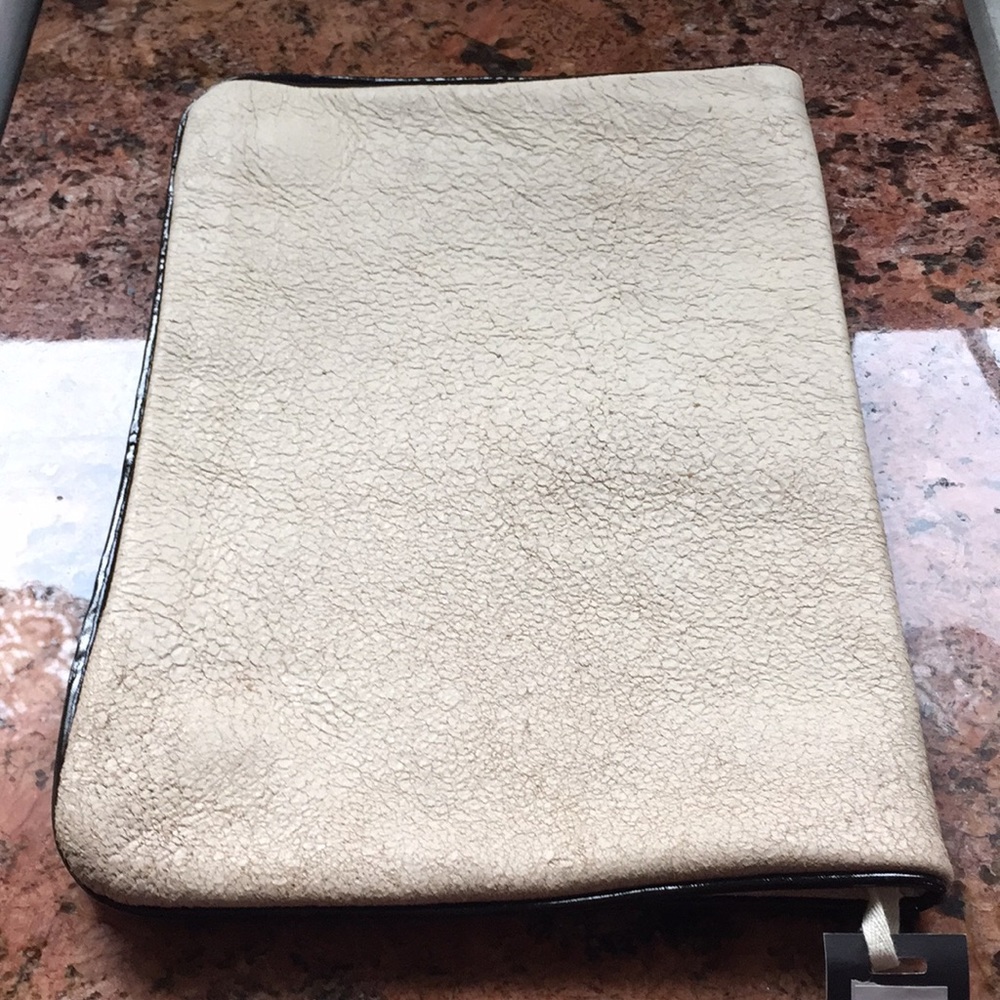 Theory Clare Vivier Textured Ivory Leather Clutch